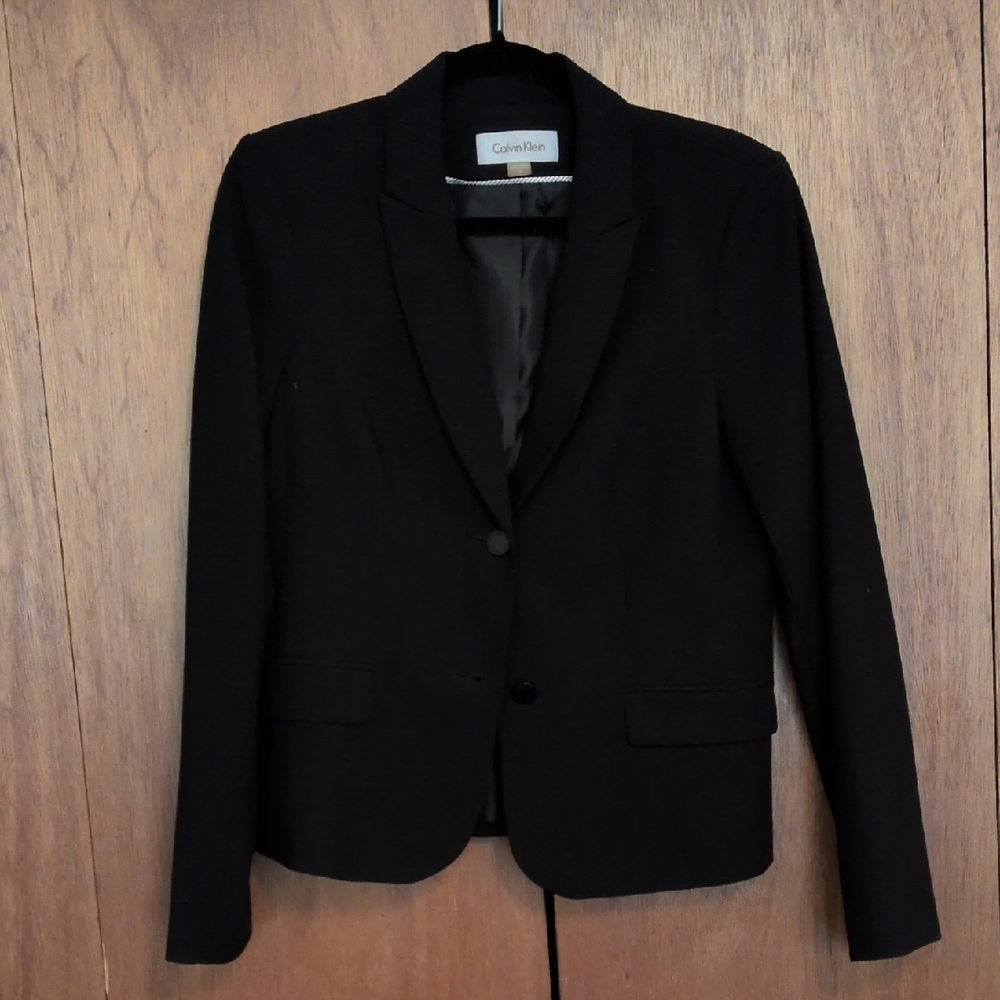 Calvin Klein Women's Elegant Black Suit Jacket & Matching Skirt